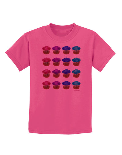 Colorful Cupcake Pattern Childrens T-Shirt by TooLoud-Childrens T-Shirt-TooLoud-Sangria-X-Small-Davson Sales