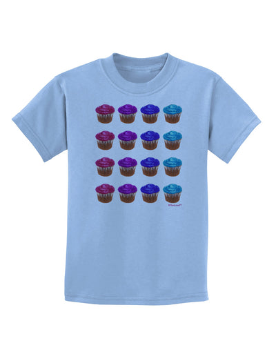 Colorful Cupcake Pattern Childrens T-Shirt by TooLoud-Childrens T-Shirt-TooLoud-Light-Blue-X-Small-Davson Sales