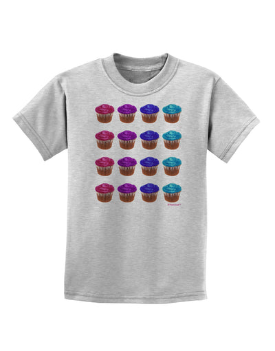 Colorful Cupcake Pattern Childrens T-Shirt by TooLoud-Childrens T-Shirt-TooLoud-AshGray-X-Small-Davson Sales