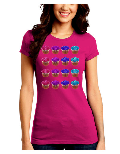 Colorful Cupcake Pattern Juniors Crew Dark T-Shirt by TooLoud-T-Shirts Juniors Tops-TooLoud-Hot-Pink-Juniors Fitted Small-Davson Sales