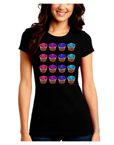 Colorful Cupcake Pattern Juniors Crew Dark T-Shirt by TooLoud-T-Shirts Juniors Tops-TooLoud-Black-Juniors Fitted Small-Davson Sales