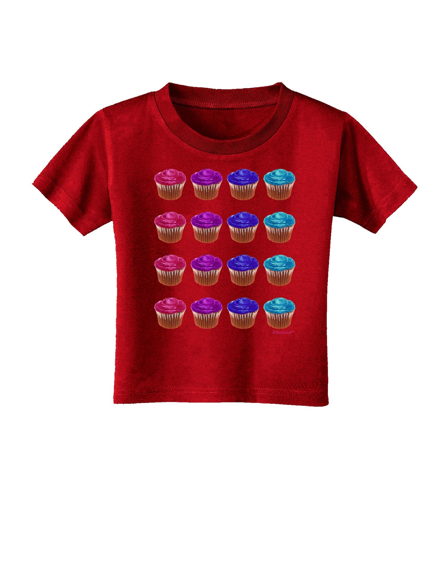 Colorful Cupcake Pattern Toddler T-Shirt Dark by TooLoud-Toddler T-Shirt-TooLoud-Red-2T-Davson Sales