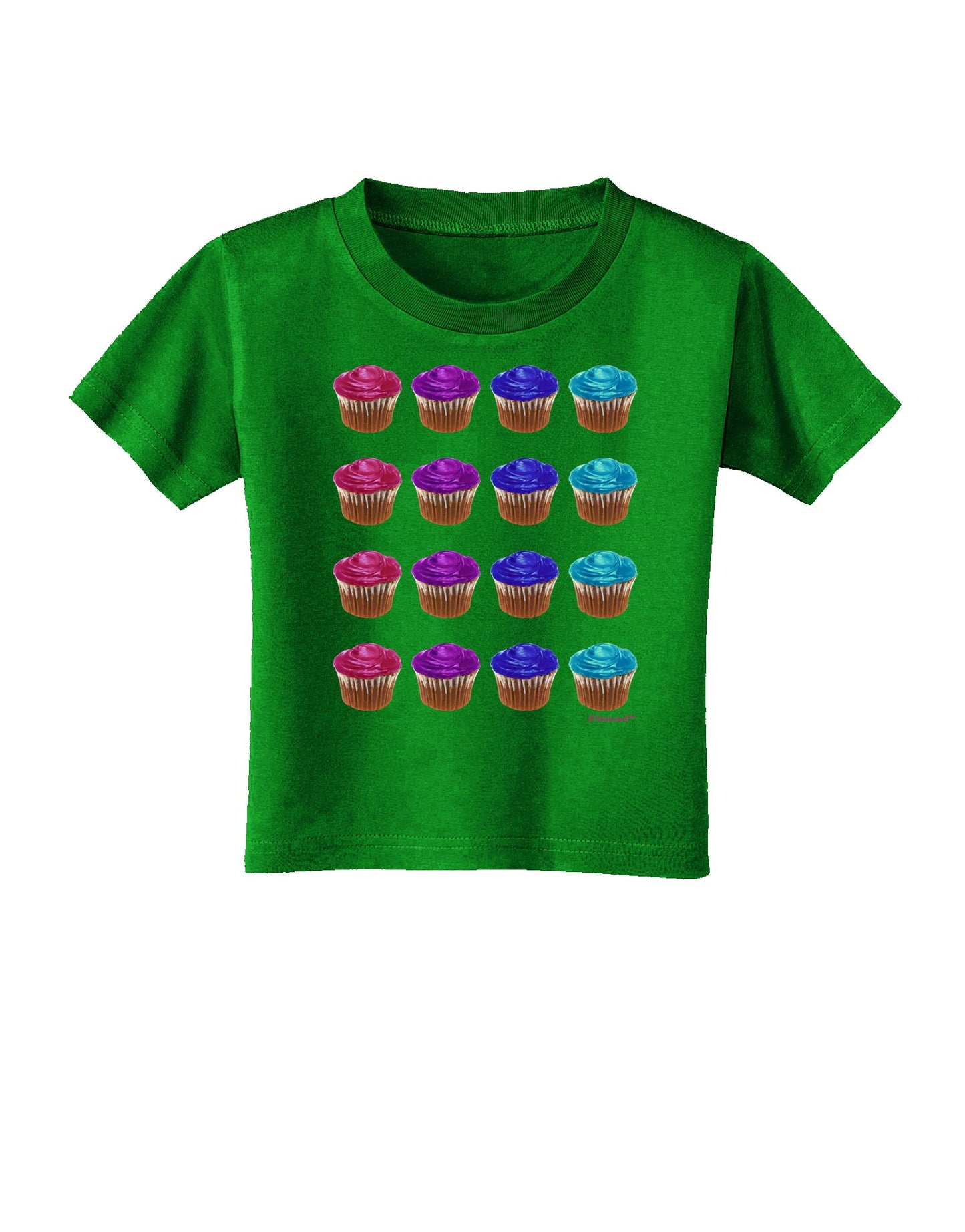 Colorful Cupcake Pattern Toddler T-Shirt Dark by TooLoud-Toddler T-Shirt-TooLoud-Clover-Green-2T-Davson Sales