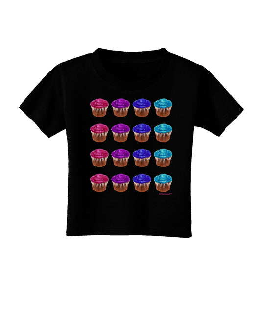 Colorful Cupcake Pattern Toddler T-Shirt Dark by TooLoud-Toddler T-Shirt-TooLoud-Black-2T-Davson Sales