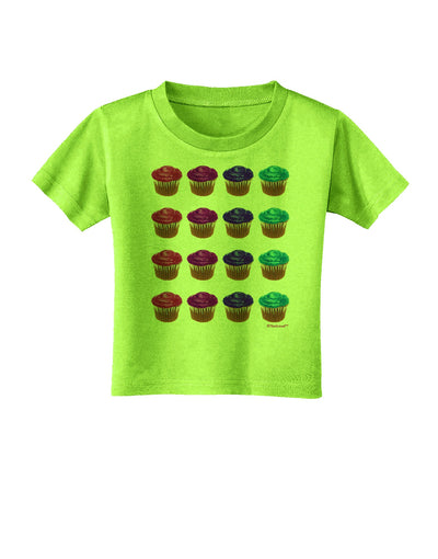 Colorful Cupcake Pattern Toddler T-Shirt by TooLoud-Toddler T-Shirt-TooLoud-Lime-Green-2T-Davson Sales