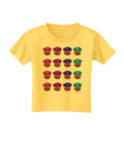 Colorful Cupcake Pattern Toddler T-Shirt by TooLoud-Toddler T-Shirt-TooLoud-Yellow-2T-Davson Sales