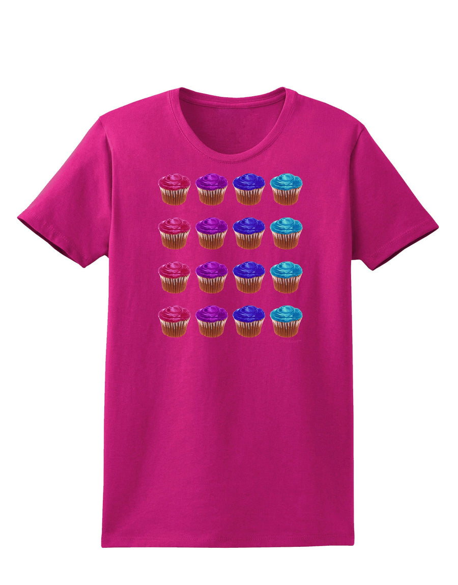 Colorful Cupcake Pattern Womens Dark T-Shirt by TooLoud-Womens T-Shirt-TooLoud-Black-X-Small-Davson Sales