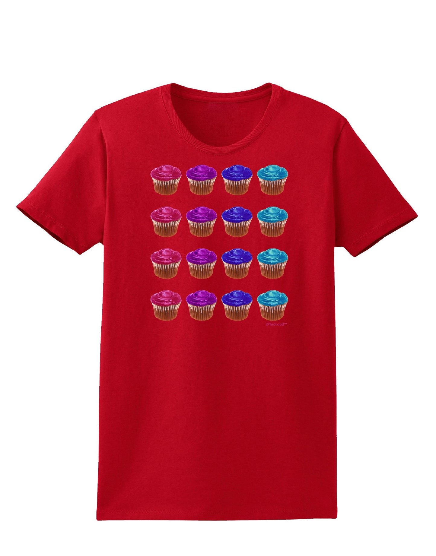 Colorful Cupcake Pattern Womens Dark T-Shirt by TooLoud-Womens T-Shirt-TooLoud-Red-X-Small-Davson Sales