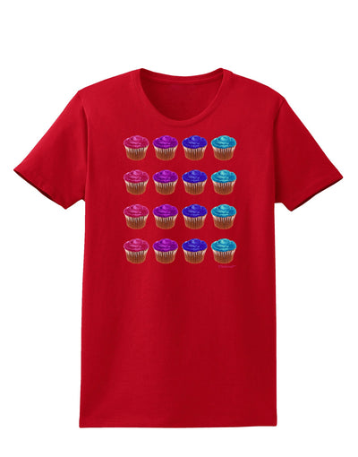 Colorful Cupcake Pattern Womens Dark T-Shirt by TooLoud-Womens T-Shirt-TooLoud-Red-X-Small-Davson Sales