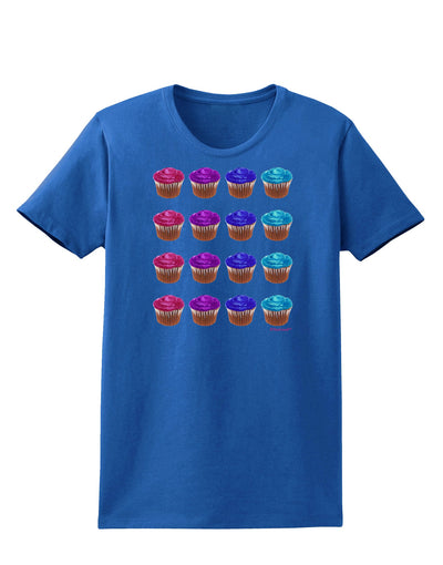 Colorful Cupcake Pattern Womens Dark T-Shirt by TooLoud-Womens T-Shirt-TooLoud-Royal-Blue-X-Small-Davson Sales