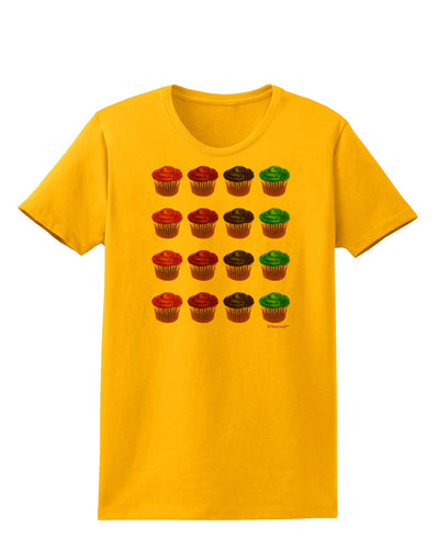 Colorful Cupcake Pattern Womens T-Shirt by TooLoud-Womens T-Shirt-TooLoud-Gold-X-Small-Davson Sales