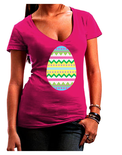 Colorful Easter Egg Juniors V-Neck Dark T-Shirt-Womens V-Neck T-Shirts-TooLoud-Hot-Pink-Juniors Fitted Small-Davson Sales