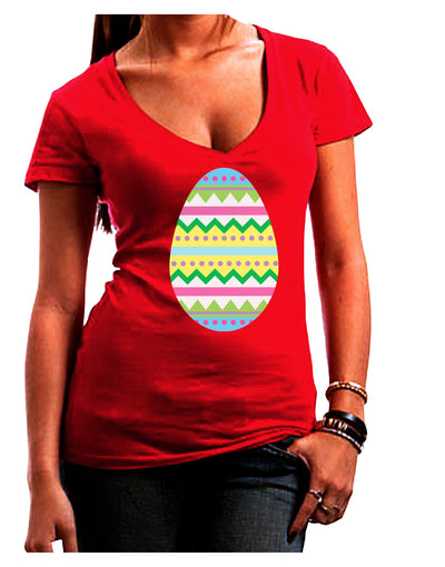 Colorful Easter Egg Juniors V-Neck Dark T-Shirt-Womens V-Neck T-Shirts-TooLoud-Red-Juniors Fitted Small-Davson Sales