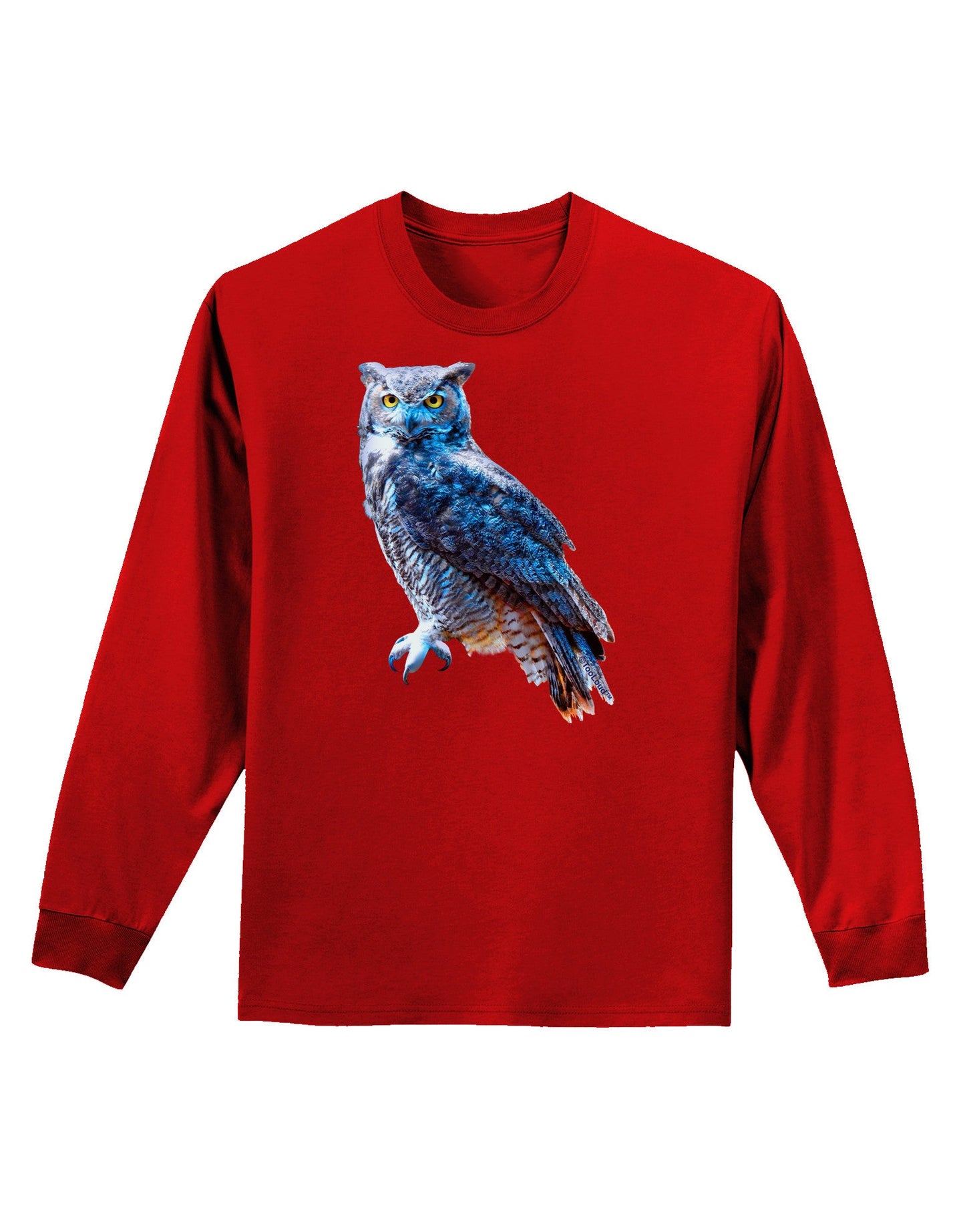 Colorful Great Horned Owl Adult Long Sleeve Dark T-Shirt-TooLoud-Red-Small-Davson Sales