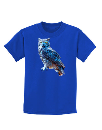 Colorful Great Horned Owl Childrens Dark T-Shirt-Childrens T-Shirt-TooLoud-Royal-Blue-X-Small-Davson Sales