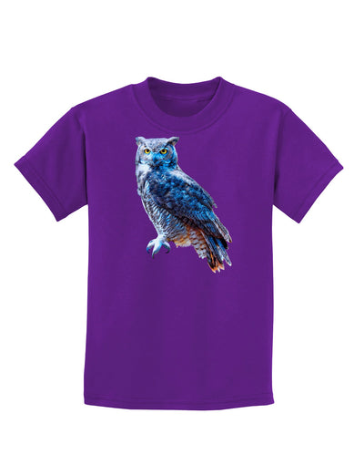 Colorful Great Horned Owl Childrens Dark T-Shirt-Childrens T-Shirt-TooLoud-Purple-X-Small-Davson Sales