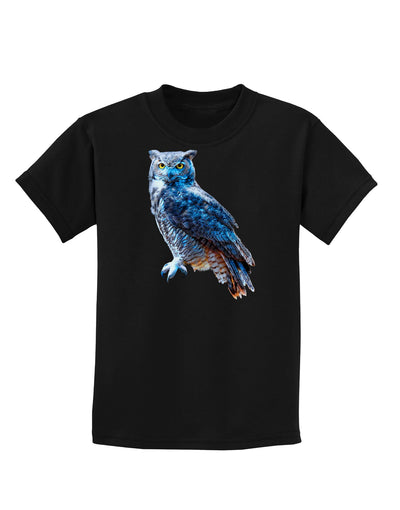 Colorful Great Horned Owl Childrens Dark T-Shirt-Childrens T-Shirt-TooLoud-Black-X-Small-Davson Sales