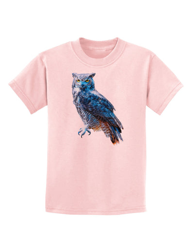 Colorful Great Horned Owl Childrens T-Shirt-Childrens T-Shirt-TooLoud-PalePink-X-Small-Davson Sales