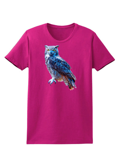 Colorful Great Horned Owl Womens Dark T-Shirt-TooLoud-Hot-Pink-Small-Davson Sales