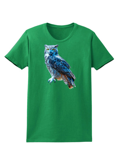 Colorful Great Horned Owl Womens Dark T-Shirt-TooLoud-Kelly-Green-X-Small-Davson Sales