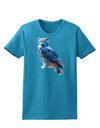 Colorful Great Horned Owl Womens Dark T-Shirt-TooLoud-Turquoise-X-Small-Davson Sales