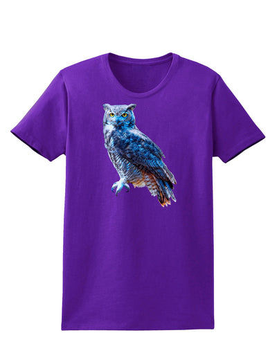 Colorful Great Horned Owl Womens Dark T-Shirt-TooLoud-Purple-X-Small-Davson Sales