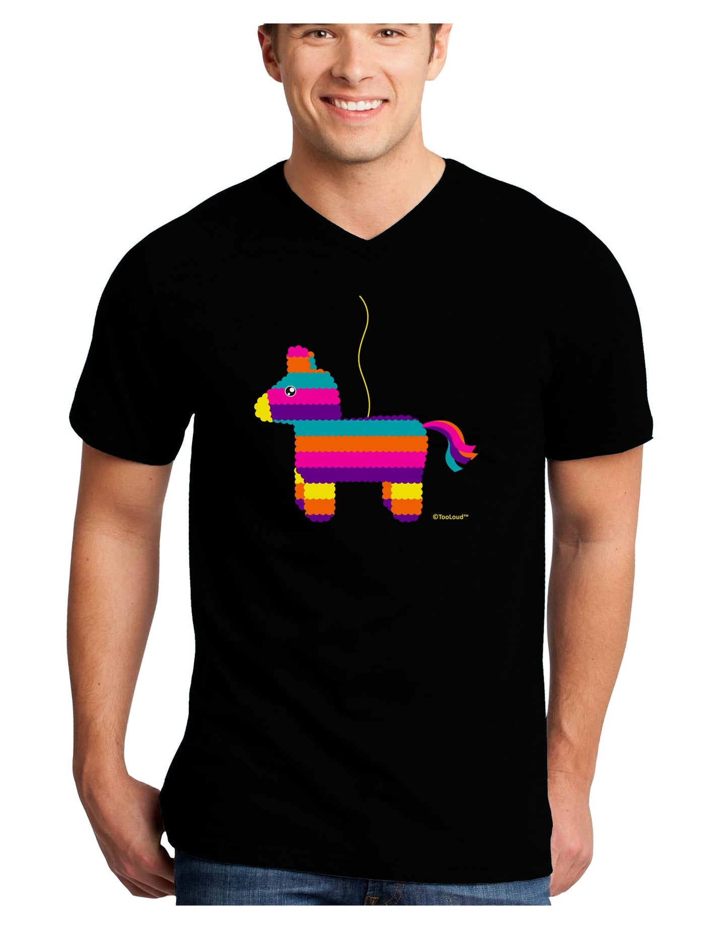 Colorful Hanging Pinata Design Adult Dark V-Neck T-Shirt by TooLoud-Mens V-Neck T-Shirt-TooLoud-Black-Small-Davson Sales