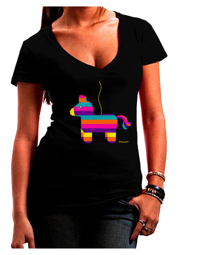 Colorful Hanging Pinata Design Juniors V-Neck Dark T-Shirt by TooLoud-Womens V-Neck T-Shirts-TooLoud-Black-Juniors Fitted Small-Davson Sales