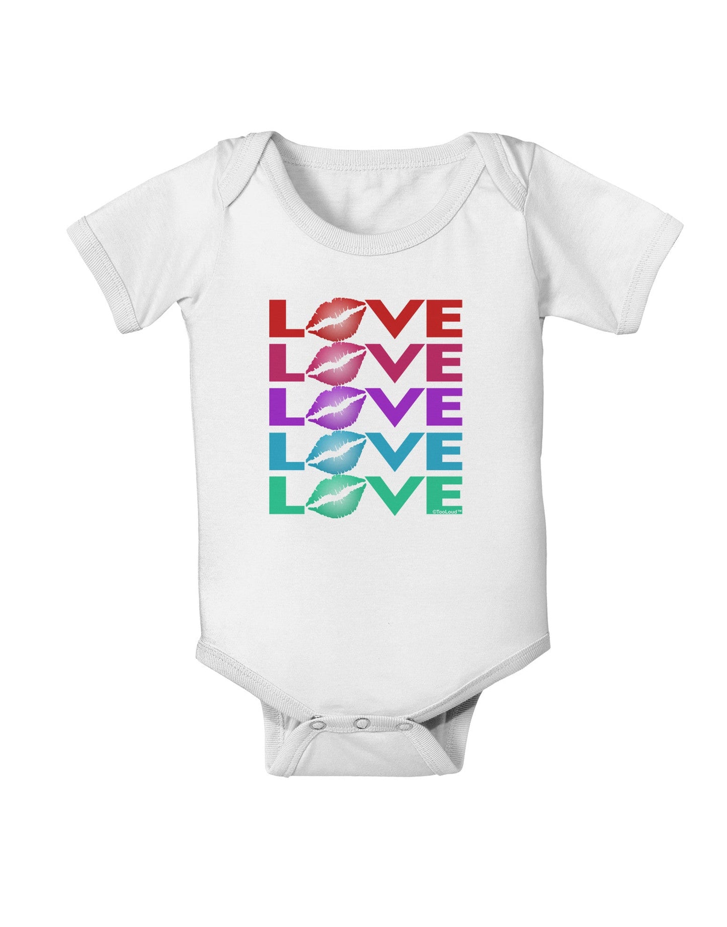 Colorful Love Kisses Baby Romper Bodysuit-Baby Romper-TooLoud-White-06-Months-Davson Sales