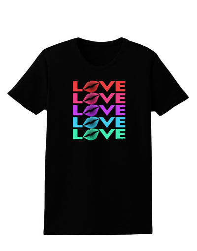 Colorful Love Kisses Womens Dark T-Shirt-Womens T-Shirt-TooLoud-Black-X-Small-Davson Sales