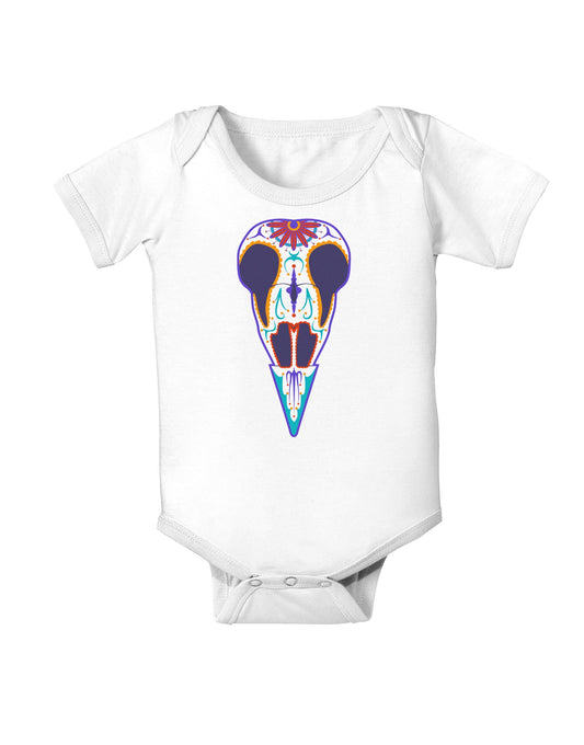 Colorful Mystic Bird Skull Calavera Day of the Dead Baby Romper Bodysuit-Baby Romper-TooLoud-White-06-Months-Davson Sales