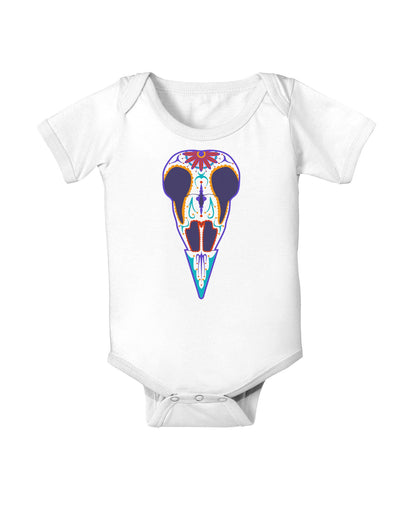 Colorful Mystic Bird Skull Calavera Day of the Dead Baby Romper Bodysuit-Baby Romper-TooLoud-White-06-Months-Davson Sales