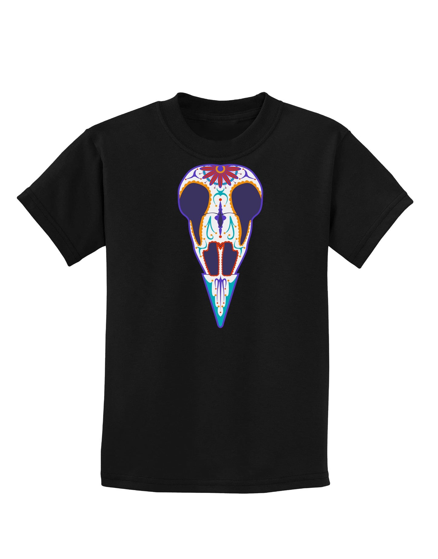 Colorful Mystic Bird Skull Calavera Day of the Dead Childrens Dark T-Shirt-Childrens T-Shirt-TooLoud-Black-X-Small-Davson Sales