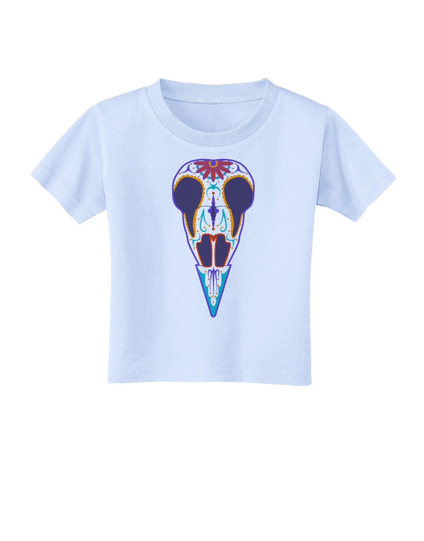 Colorful Mystic Bird Skull Calavera Day of the Dead Toddler T-Shirt-Toddler T-Shirt-TooLoud-Light-Blue-2T-Davson Sales