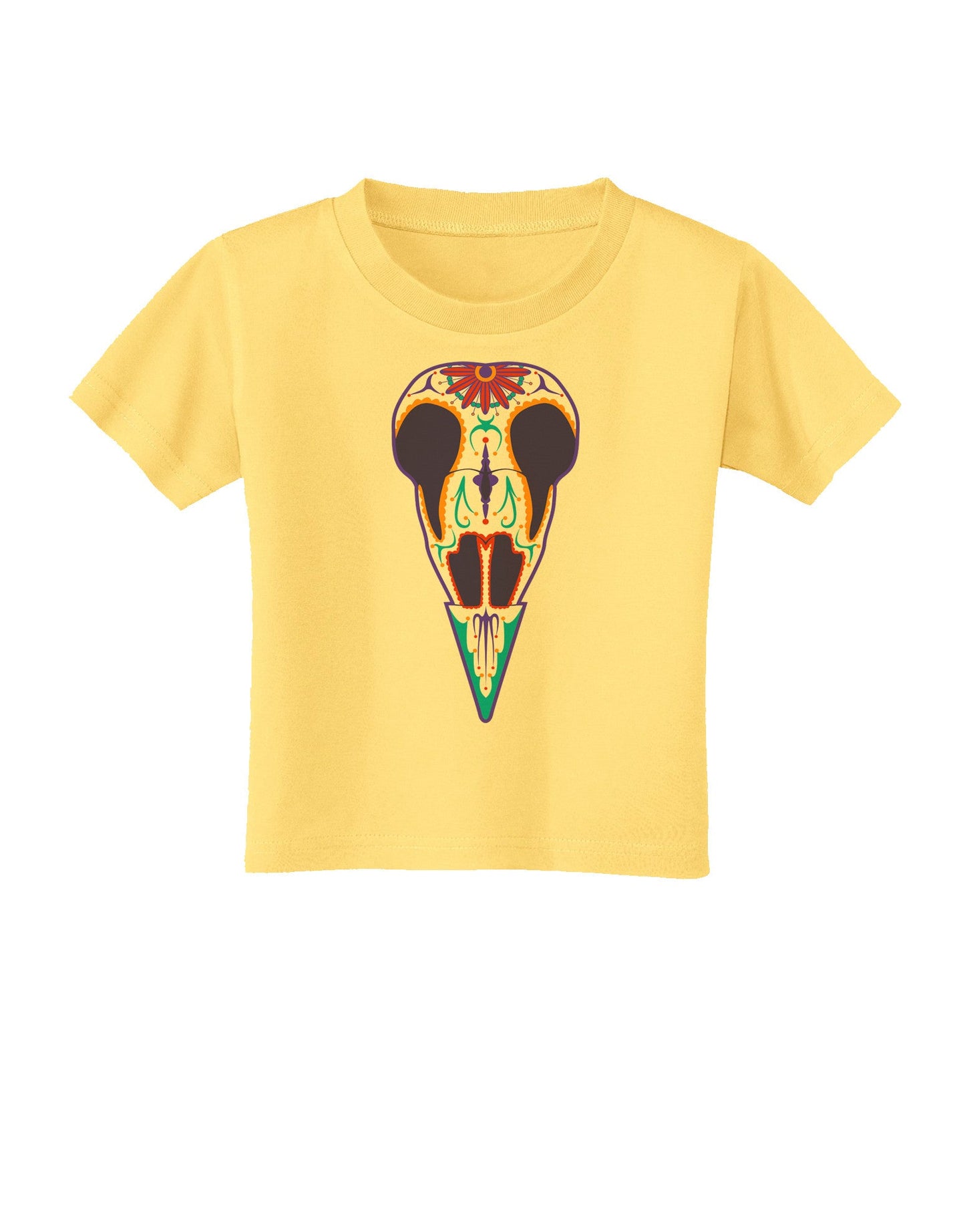 Colorful Mystic Bird Skull Calavera Day of the Dead Toddler T-Shirt-Toddler T-Shirt-TooLoud-Daffodil-Yellow-2T-Davson Sales