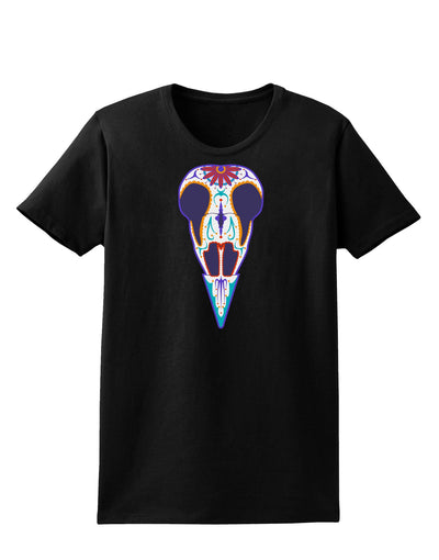 Colorful Mystic Bird Skull Calavera Day of the Dead Womens Dark T-Shirt-TooLoud-Black-X-Small-Davson Sales