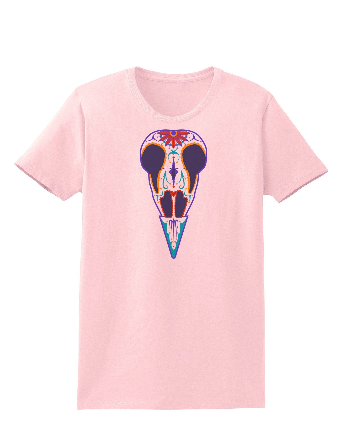 Colorful Mystic Bird Skull Calavera Day of the Dead Womens T-Shirt-Womens T-Shirt-TooLoud-PalePink-X-Small-Davson Sales