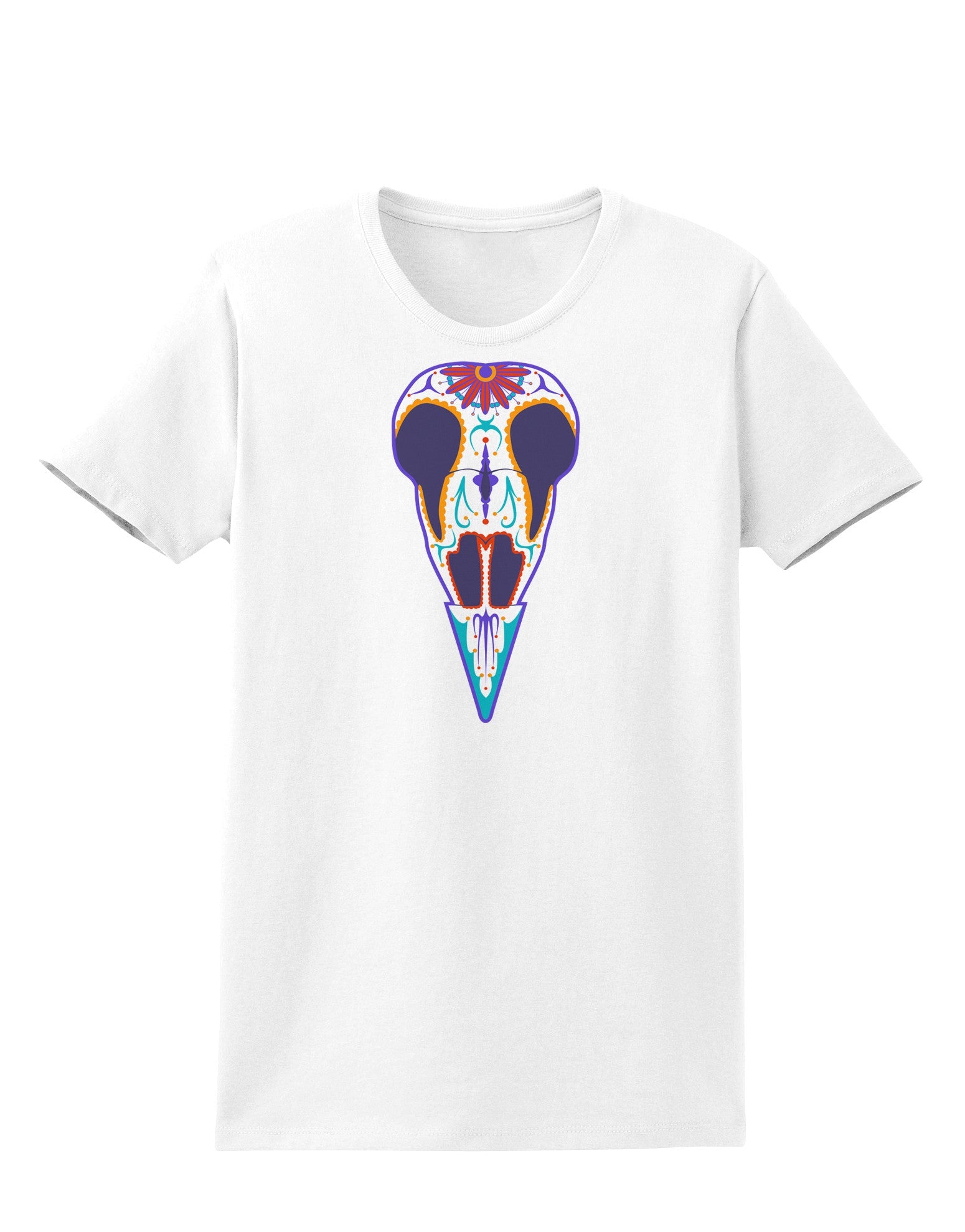Colorful Mystic Bird Skull Calavera Day of the Dead Womens T-Shirt-Womens T-Shirt-TooLoud-White-X-Small-Davson Sales