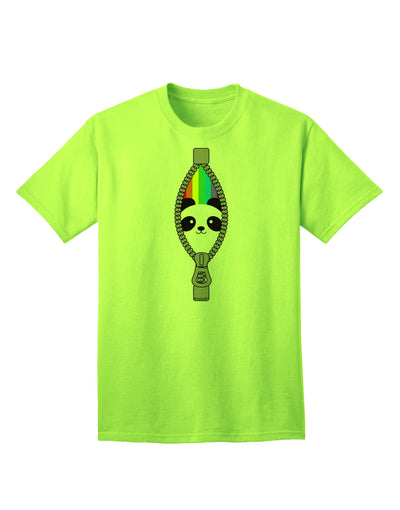 Colorful Panda Design Adult T-Shirt with Zipper Detail by TooLoud-Mens T-shirts-TooLoud-Neon-Green-Small-Davson Sales