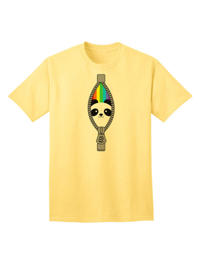 Colorful Panda Design Adult T-Shirt with Zipper Detail by TooLoud-Mens T-shirts-TooLoud-Yellow-Small-Davson Sales