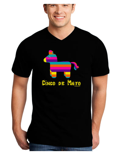 Colorful Pinata Design - Cinco de Mayo Adult Dark V-Neck T-Shirt by TooLoud-Mens V-Neck T-Shirt-TooLoud-Black-Small-Davson Sales