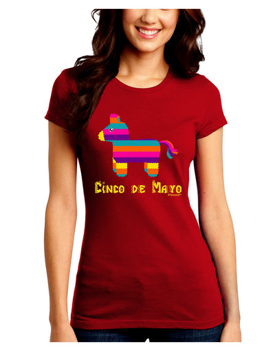 Colorful Pinata Design - Cinco de Mayo Juniors Crew Dark T-Shirt by TooLoud-T-Shirts Juniors Tops-TooLoud-Red-Juniors Fitted Small-Davson Sales