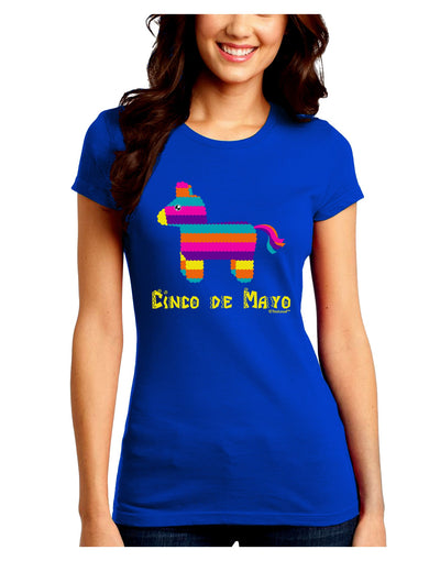 Colorful Pinata Design - Cinco de Mayo Juniors Crew Dark T-Shirt by TooLoud-T-Shirts Juniors Tops-TooLoud-Royal-Blue-Juniors Fitted Small-Davson Sales