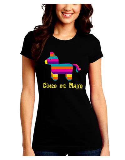 Colorful Pinata Design - Cinco de Mayo Juniors Crew Dark T-Shirt by TooLoud-T-Shirts Juniors Tops-TooLoud-Black-Juniors Fitted Small-Davson Sales