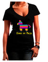 Colorful Pinata Design - Cinco de Mayo Juniors V-Neck Dark T-Shirt by TooLoud-Womens V-Neck T-Shirts-TooLoud-Black-Juniors Fitted Small-Davson Sales