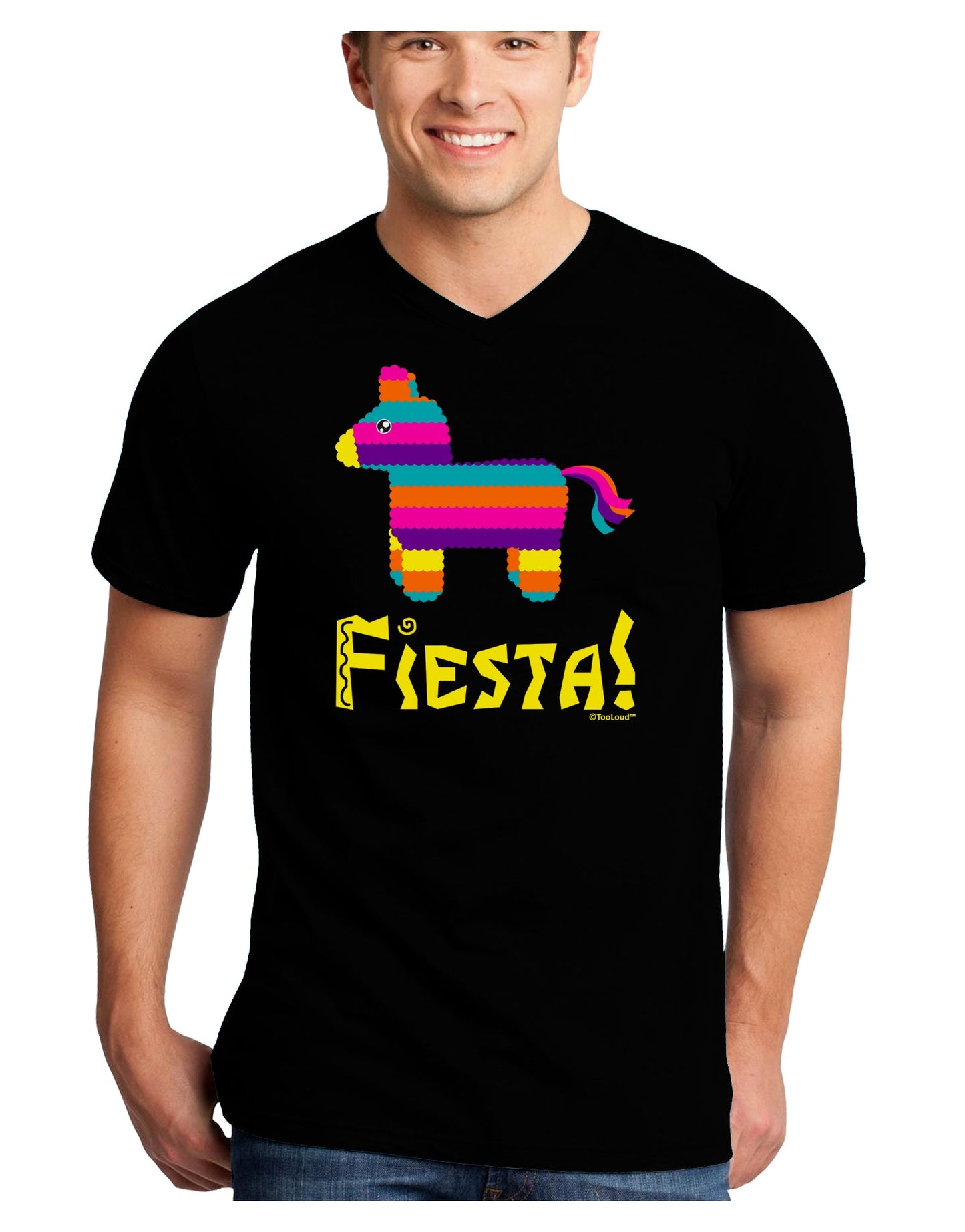 Colorful Pinata Design - Fiesta Adult Dark V-Neck T-Shirt by TooLoud-Mens V-Neck T-Shirt-TooLoud-Black-Small-Davson Sales