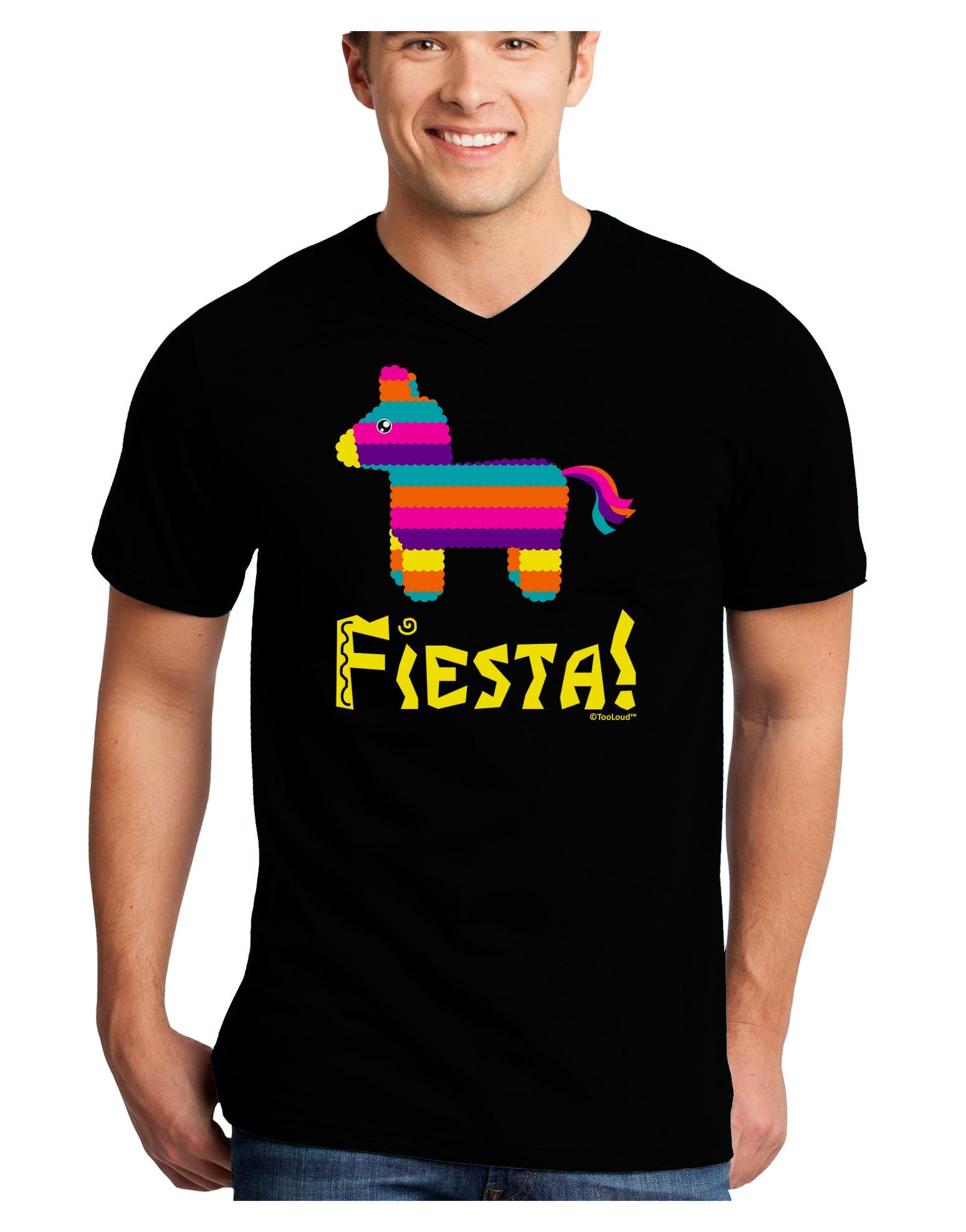 Colorful Pinata Design - Fiesta Adult Dark V-Neck T-Shirt by TooLoud-Mens V-Neck T-Shirt-TooLoud-Black-Small-Davson Sales