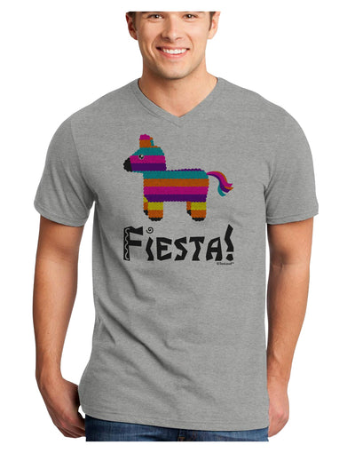 Colorful Pinata Design - Fiesta Adult V-Neck T-shirt by TooLoud-Mens V-Neck T-Shirt-TooLoud-HeatherGray-Small-Davson Sales