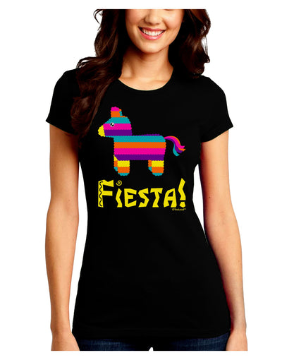 Colorful Pinata Design - Fiesta Juniors Crew Dark T-Shirt by TooLoud-T-Shirts Juniors Tops-TooLoud-Black-Juniors Fitted Small-Davson Sales