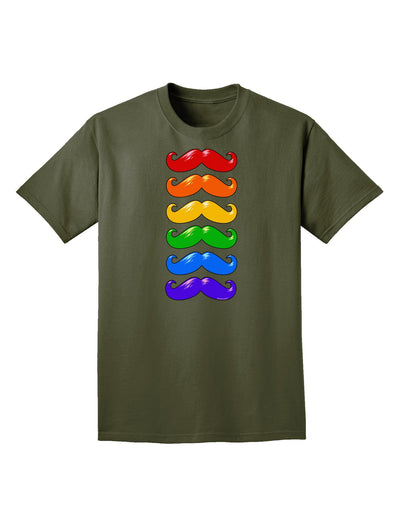 Colorful Rainbow Mustaches Adult Dark T-Shirt-Mens T-Shirt-TooLoud-Military-Green-Small-Davson Sales